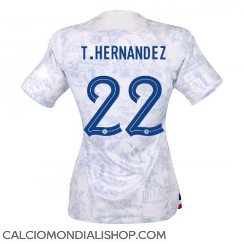 Maglie da calcio Francia Theo Hernandez #22 Seconda Maglia Femminile Mondiali 2022 Manica Corta